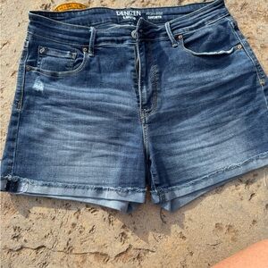 Levi's Blue Jean Shorts with Cuffed Hem and Distressed Style